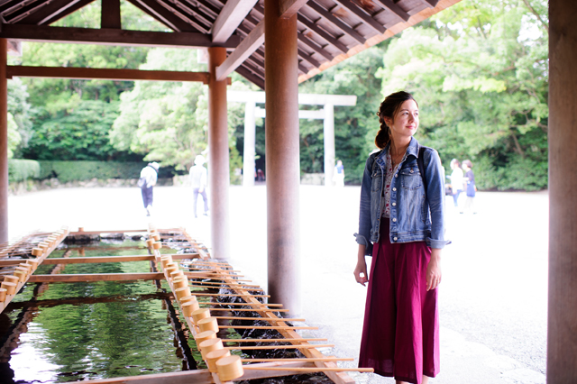 Irene at the cleansing waters of the Outer Shrine