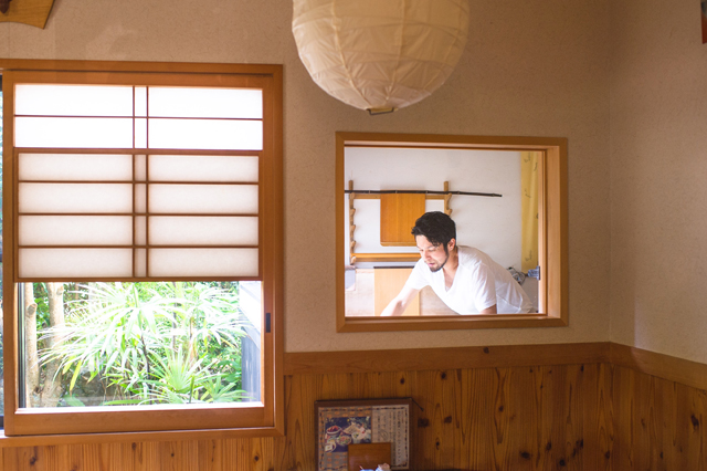 soba preparation can be seen from the dining area