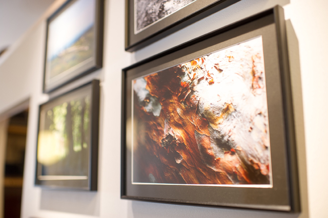 Teppei’s photographs on display in the dining area