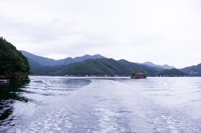 View of the sea and mountains from the boat