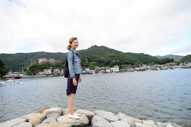 Irene standing on the seaside