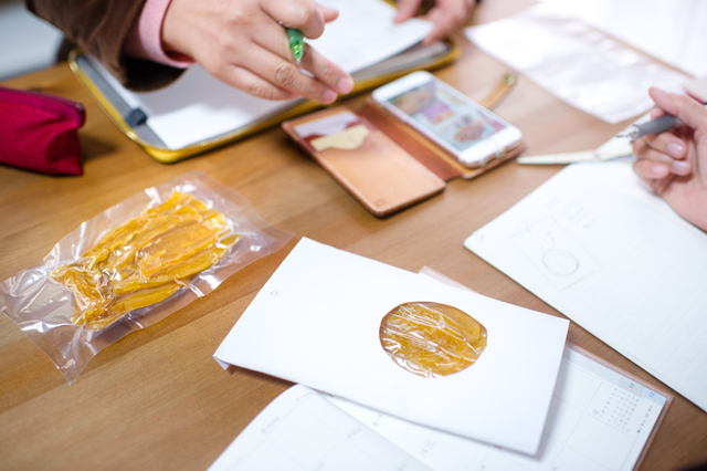 Design samples on the meeting table